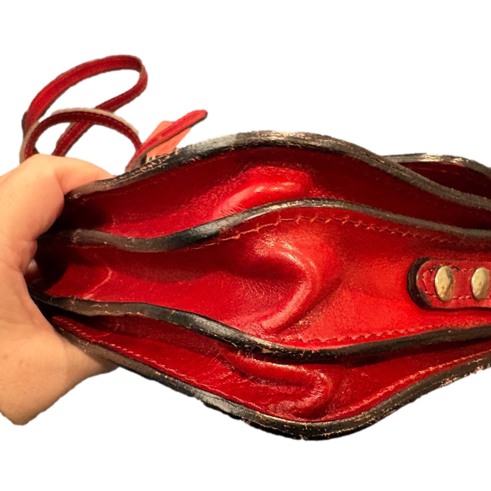 Italian Leather Crossbody Bag Red | Genuine Leather | Made in Italy | NWOT - Picture 7 of 14
